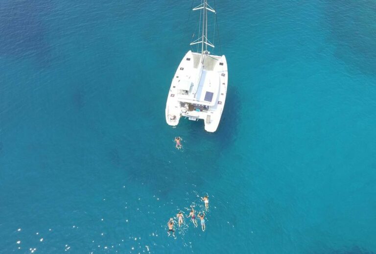 Exclusive Luxury Boat Tour Athens Riviera swimming drone view photo